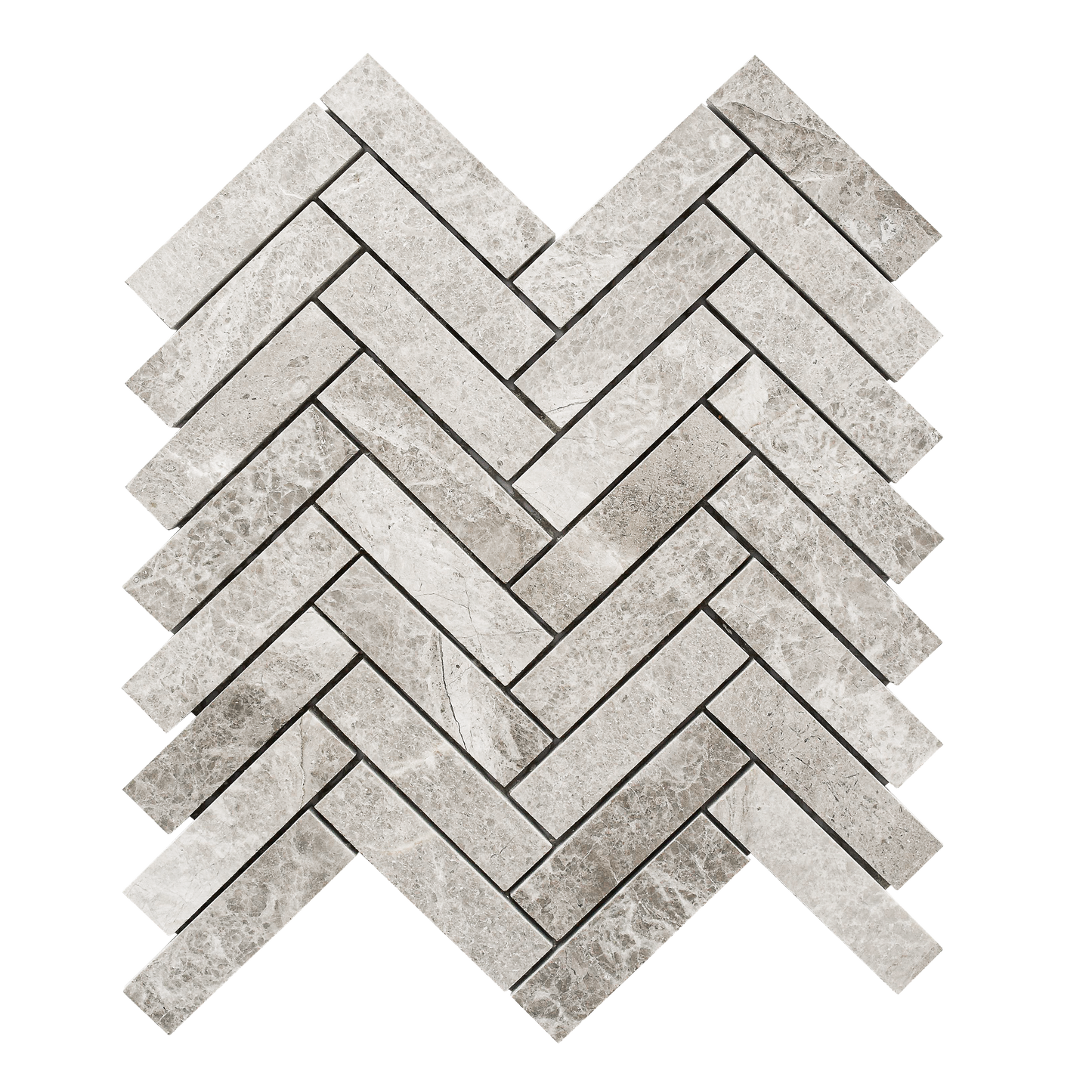 Marble Express Natural Stone Mosaic Herringbone Silver Grey Natural Stone Mosaic by KLD Home