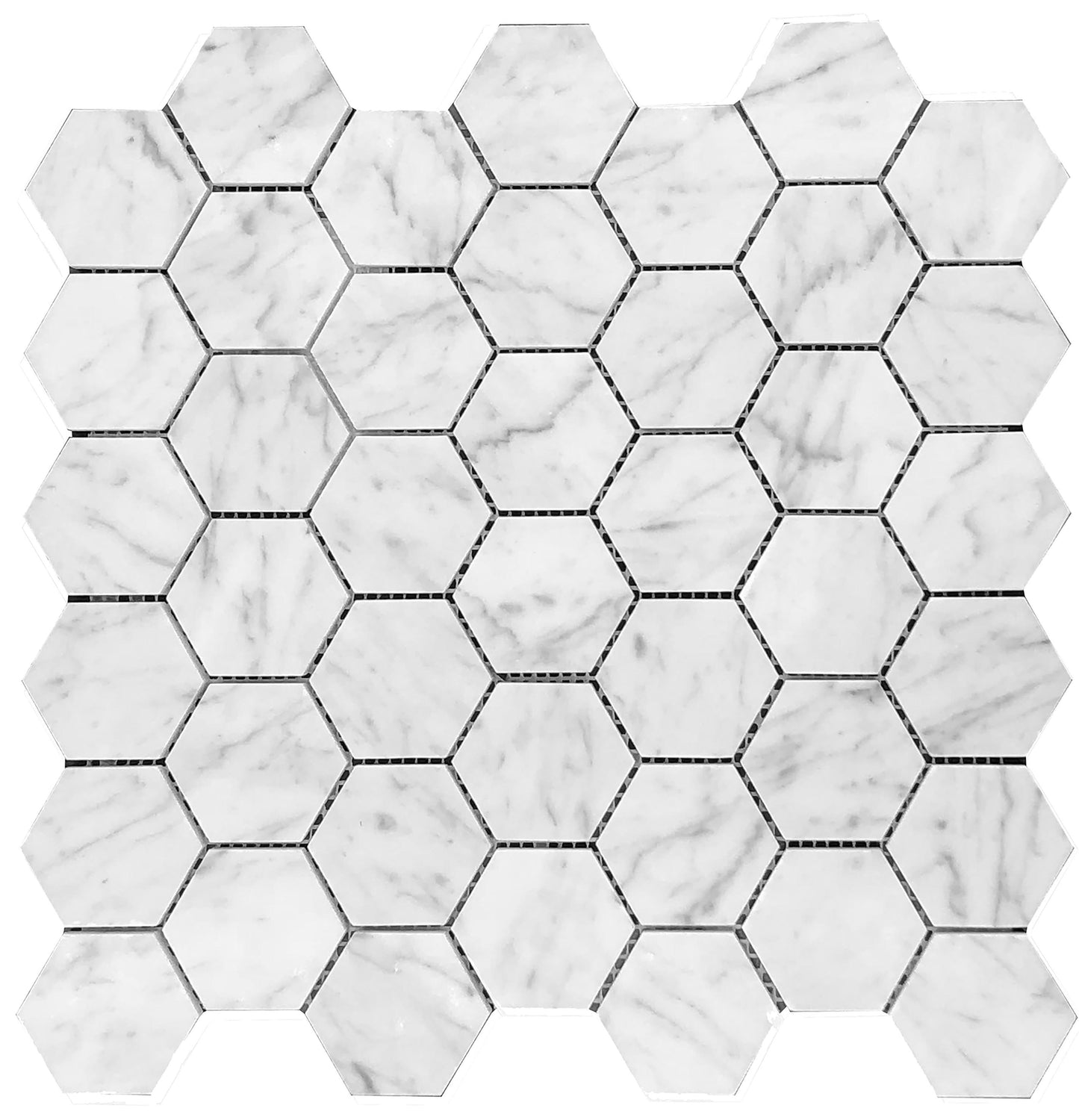 Marble Express Natural Stone Mosaic Hexagon Carrara Natural Stone Mosaic by KLD Home